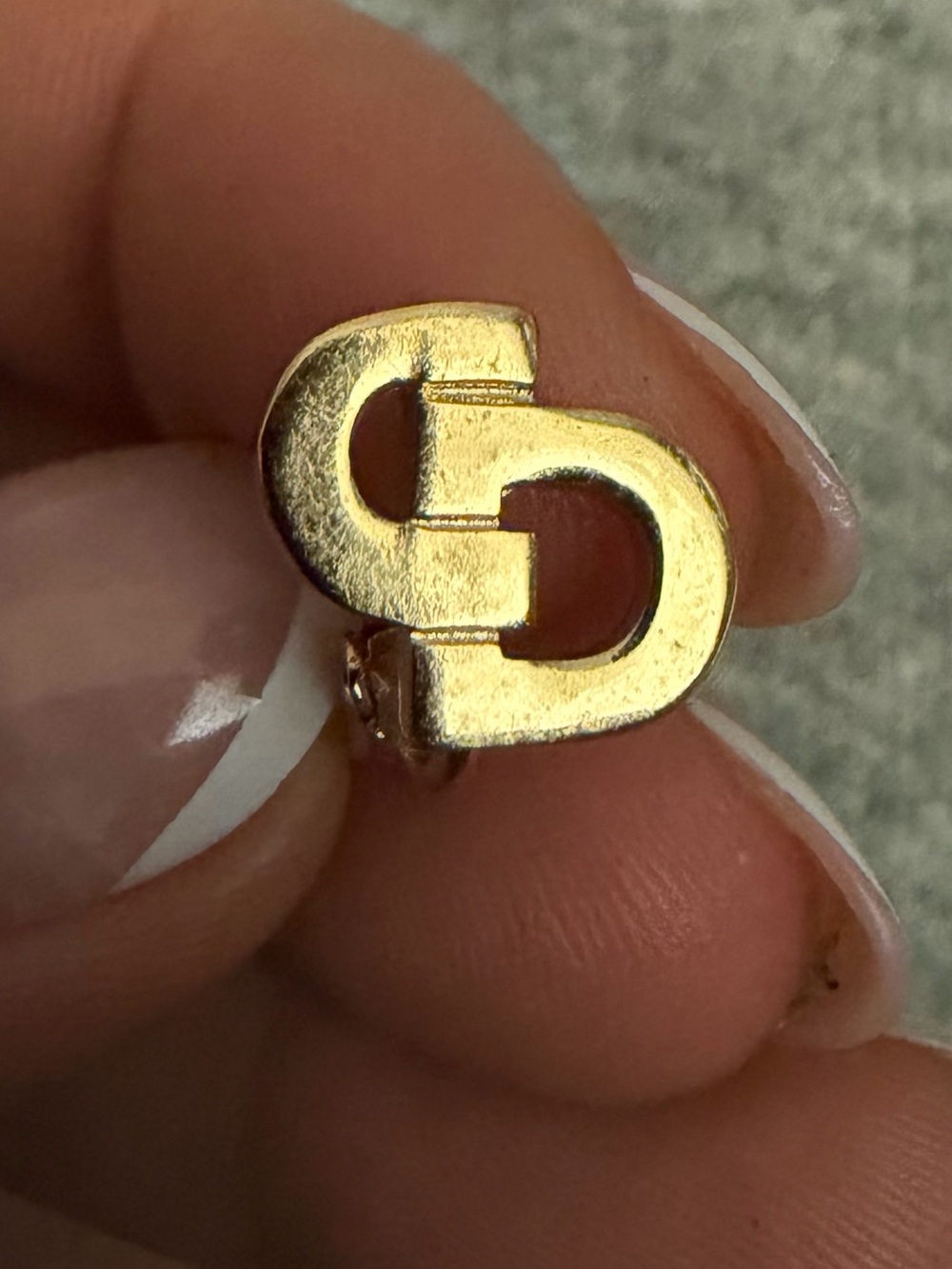 Vintage Dior Gold Interlocking Link Clip Earring